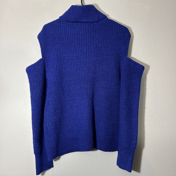 INC International Concepts Cold Shoulder Turtleneck Sweater Button Detail Size M - Picture 3 of 8